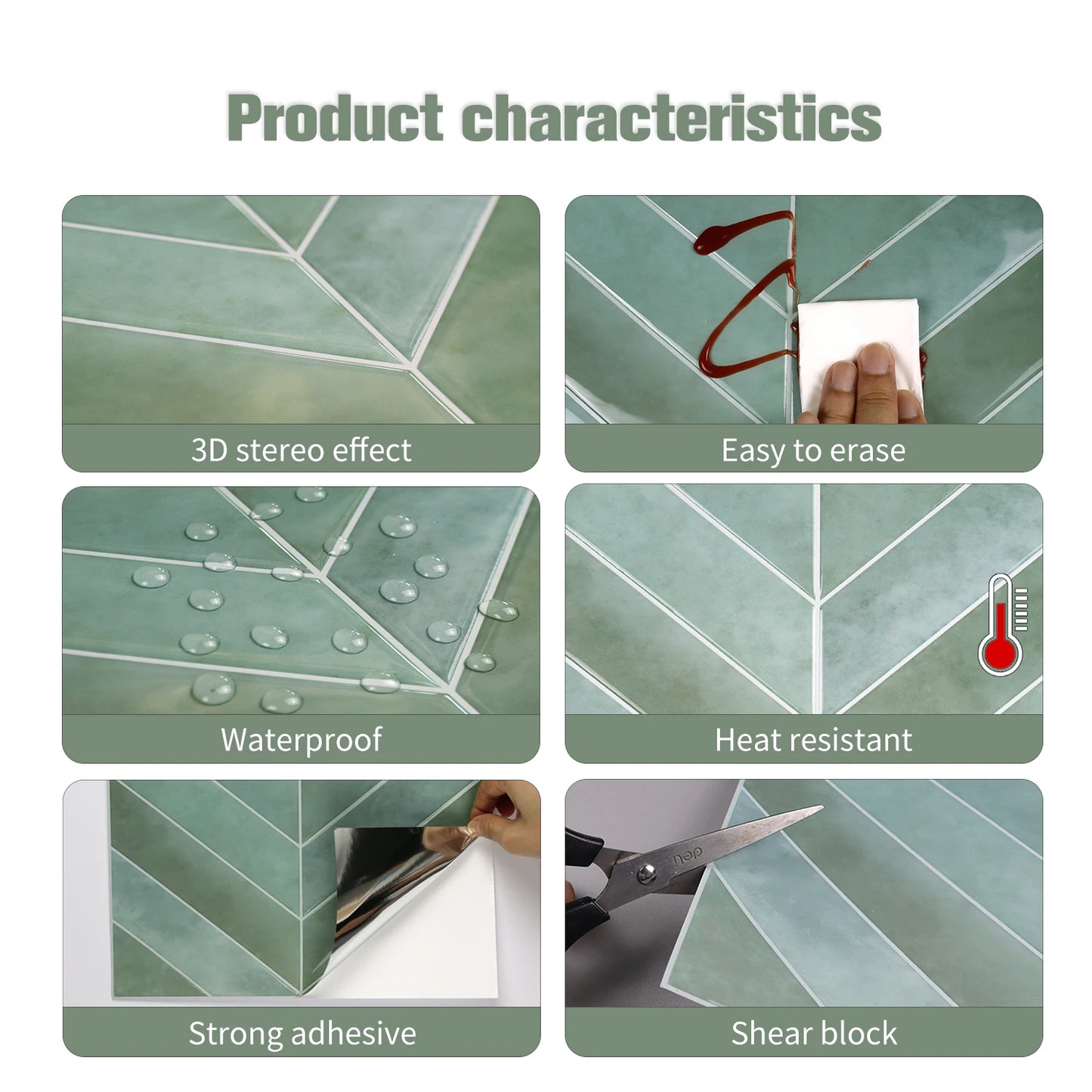 10pcs V-shape Peel and Stick Wall Tile Sticker 3D Waterproof Vinyl Wallpaper for Kitchen Living Room RV Interior Wall Decoration