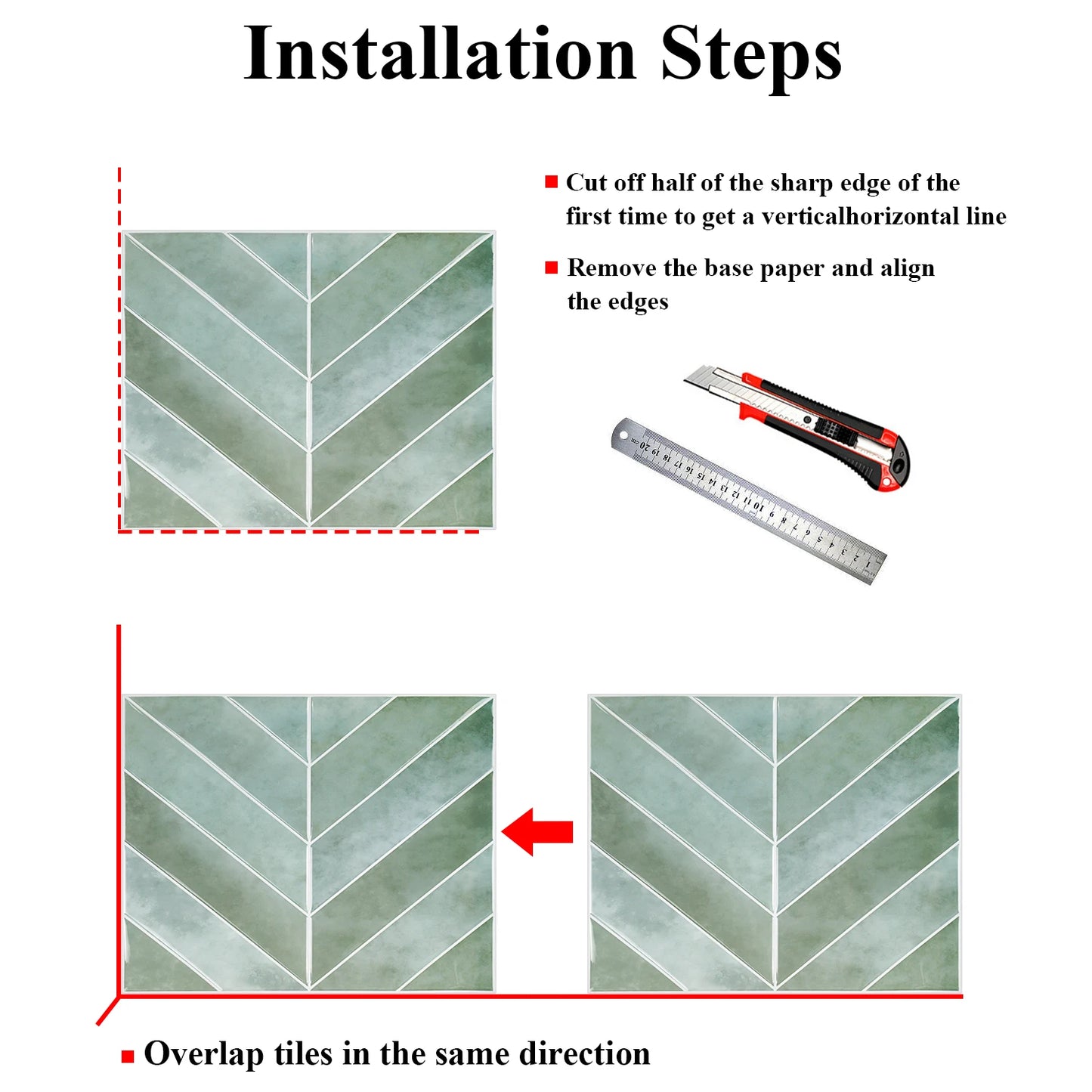 10pcs V-shape Peel and Stick Wall Tile Sticker 3D Waterproof Vinyl Wallpaper for Kitchen Living Room RV Interior Wall Decoration