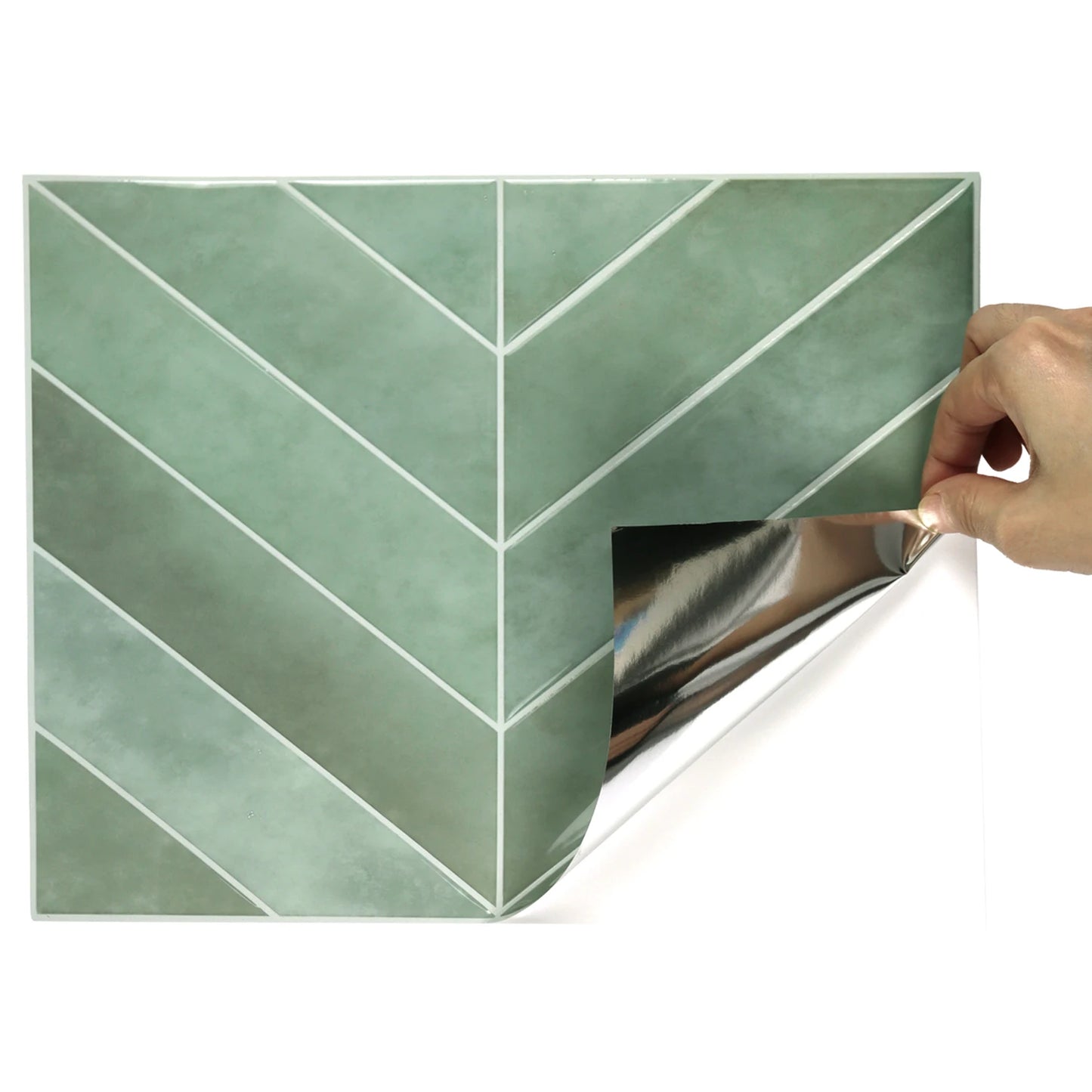 10pcs V-shape Peel and Stick Wall Tile Sticker 3D Waterproof Vinyl Wallpaper for Kitchen Living Room RV Interior Wall Decoration