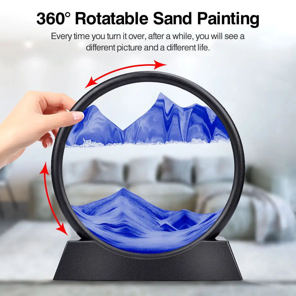 7/12 Inch 3D Moving Sand Art Mountain Flowing Sand Picture
