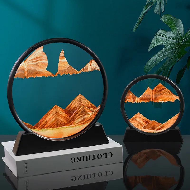 7/12 Inch 3D Moving Sand Art Mountain Flowing Sand Picture
