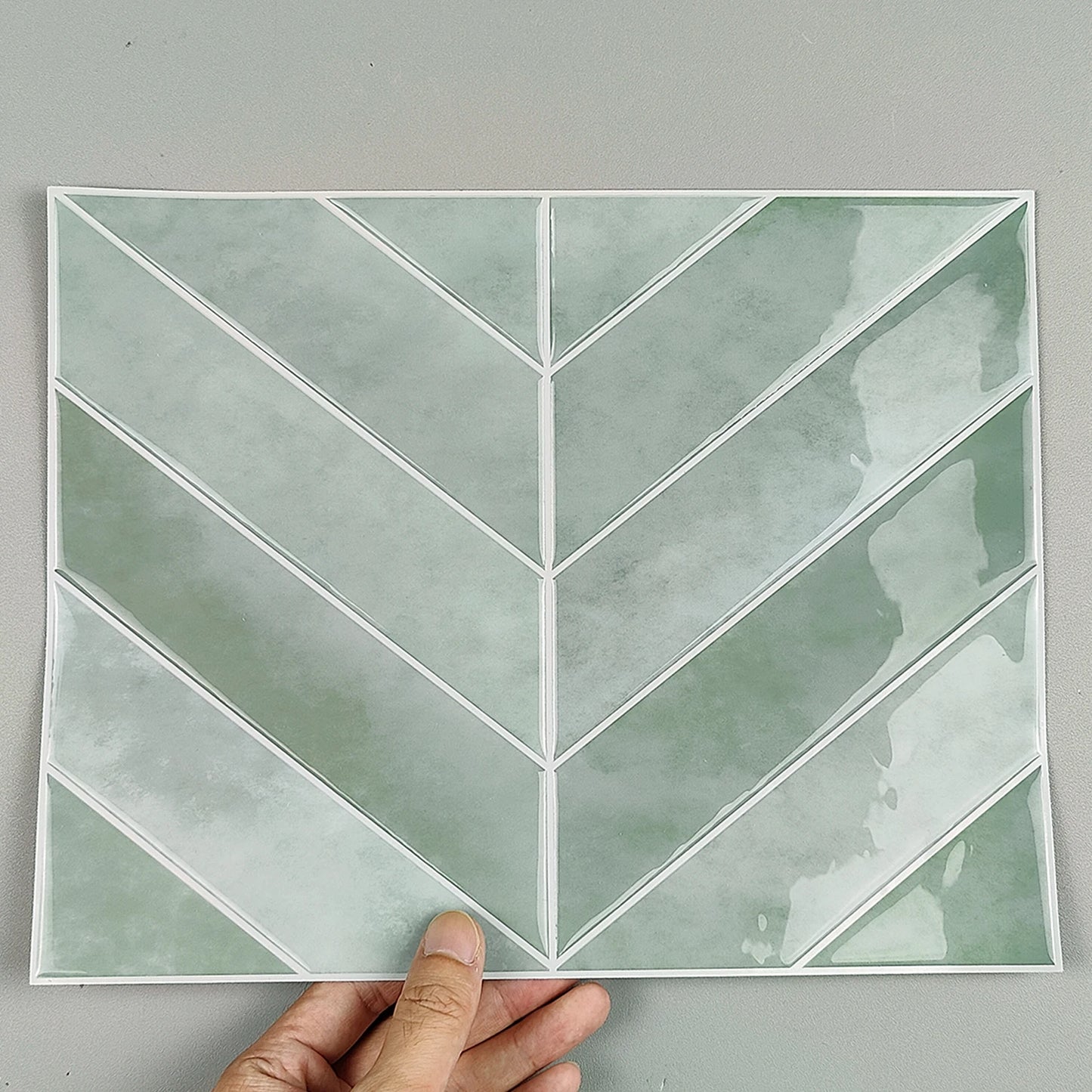 10pcs V-shape Peel and Stick Wall Tile Sticker 3D Waterproof Vinyl Wallpaper for Kitchen Living Room RV Interior Wall Decoration