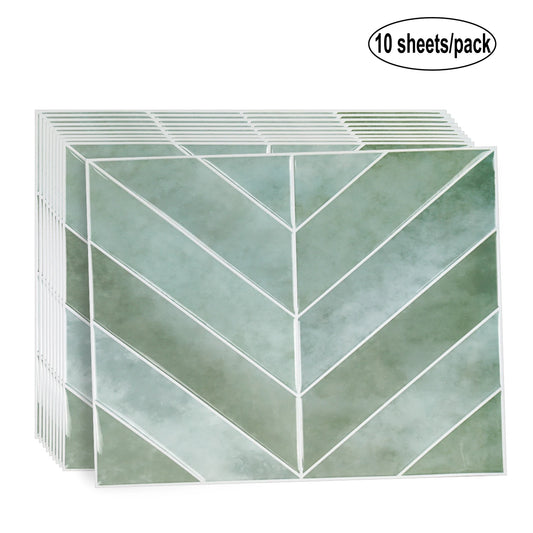 10pcs V-shape Peel and Stick Wall Tile Sticker 3D Waterproof Vinyl Wallpaper for Kitchen Living Room RV Interior Wall Decoration