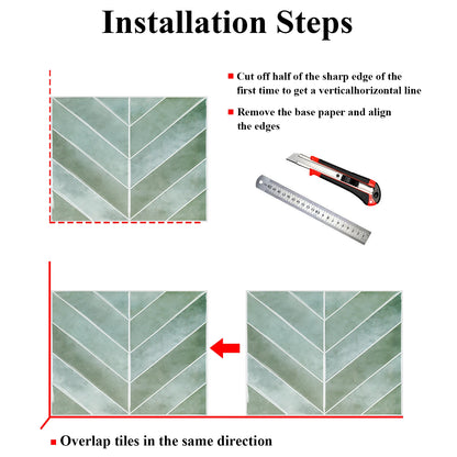 10pcs V-shape Peel and Stick Wall Tile Sticker 3D Waterproof Vinyl Wallpaper for Kitchen Living Room RV Interior Wall Decoration