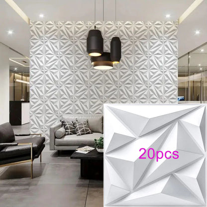 3D Wandpanelen – Zwart / Wit Geometrisch Design (PVC, 50x50 cm)
