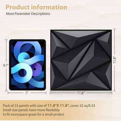 3D Wandpanelen – Zwart / Wit Geometrisch Design (PVC, 50x50 cm)