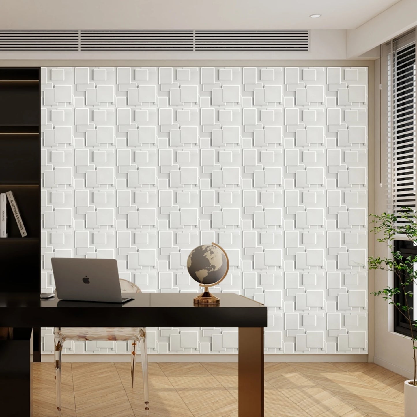 3D Wandpanelen – Zwart / Wit Geometrisch Design (PVC, 50x50 cm)