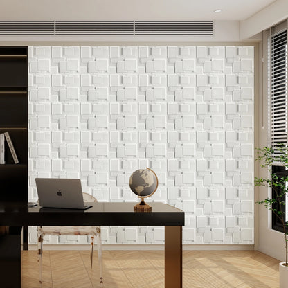 3D Wandpanelen – Zwart / Wit Geometrisch Design (PVC, 50x50 cm)