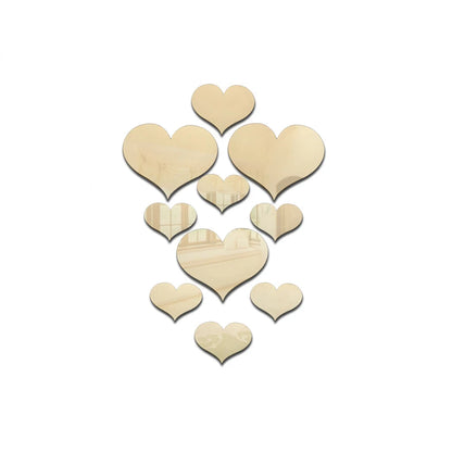 3D Spiegel Wandstickers – Hartvormig (10 stuks) DIY