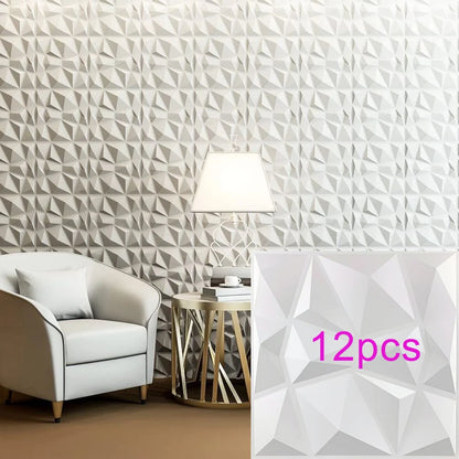 3D Wandpanelen – Zwart / Wit Geometrisch Design (PVC, 50x50 cm)