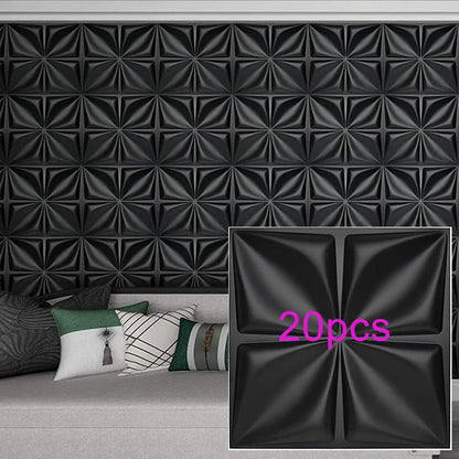3D Wandpanelen – Zwart / Wit Geometrisch Design (PVC, 50x50 cm)