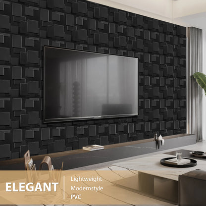 3D Wandpanelen – Zwart / Wit Geometrisch Design (PVC, 50x50 cm)
