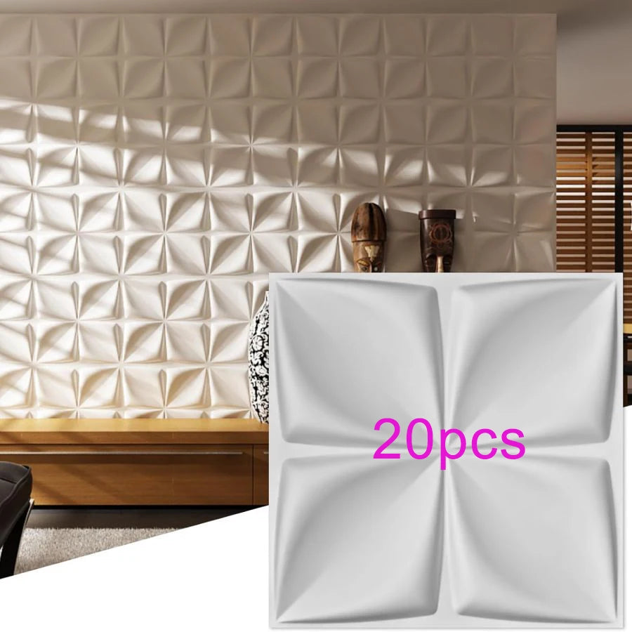 3D Wandpanelen – Zwart / Wit Geometrisch Design (PVC, 50x50 cm)