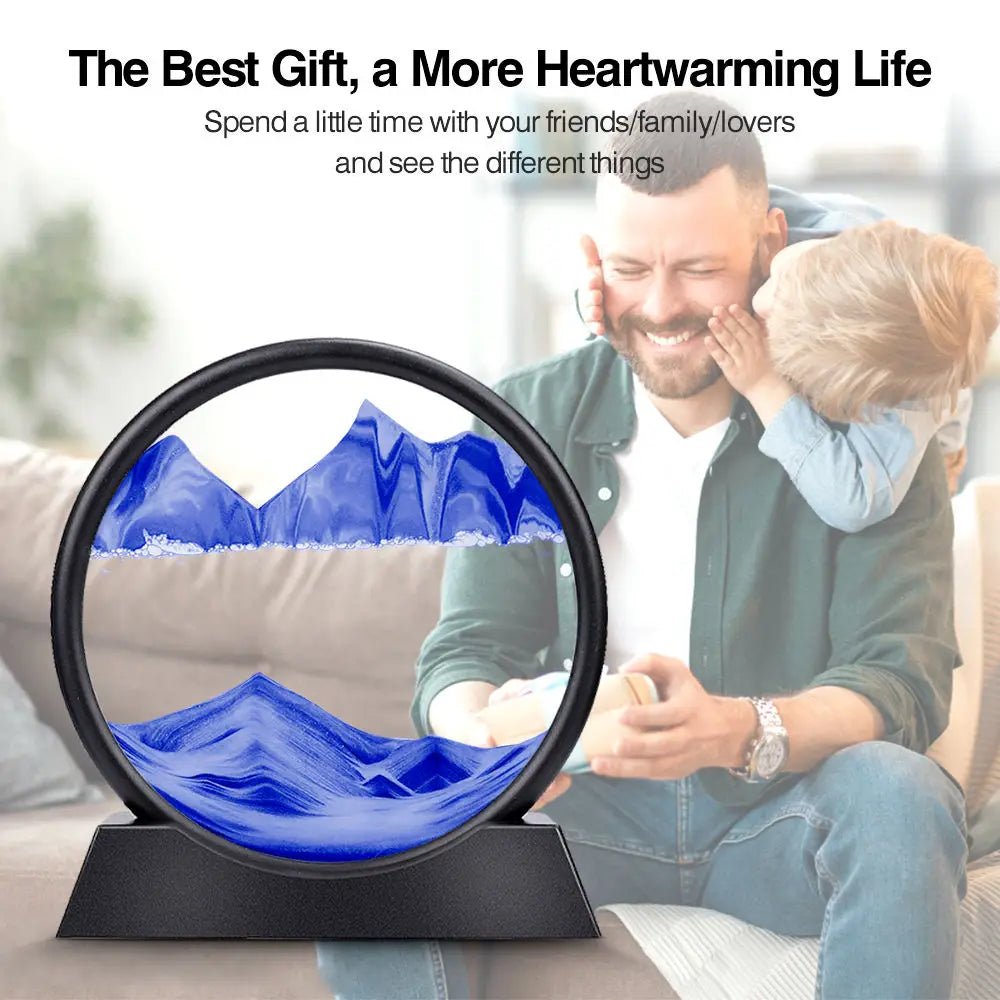 7/12 Inch 3D Moving Sand Art Mountain Flowing Sand Picture