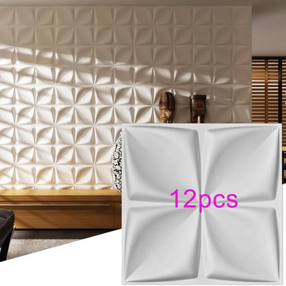 3D Wandpanelen – Zwart / Wit Geometrisch Design (PVC, 50x50 cm)