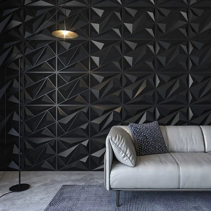 3D Wandpanelen – Zwart / Wit Geometrisch Design (PVC, 50x50 cm)