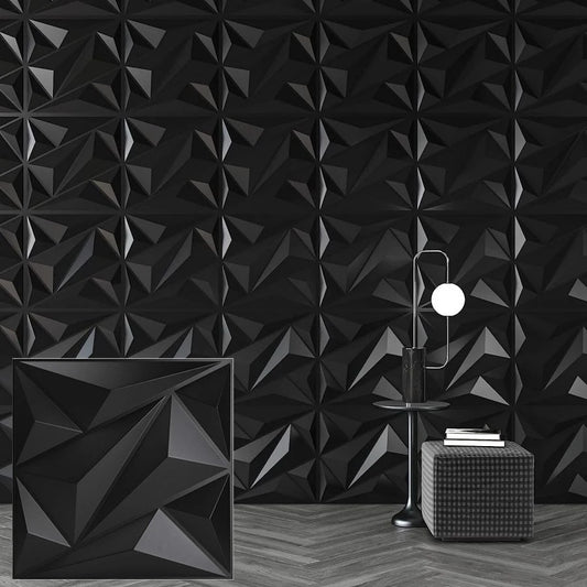 3D Wandpanelen – Zwart / Wit Geometrisch Design (PVC, 50x50 cm)