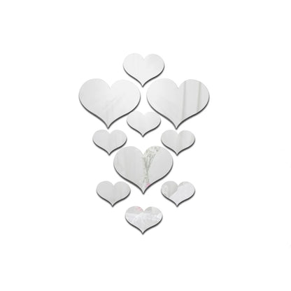 3D Spiegel Wandstickers – Hartvormig (10 stuks) DIY
