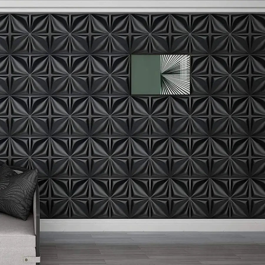 3D Wandpanelen – Zwart / Wit Geometrisch Design (PVC, 50x50 cm)