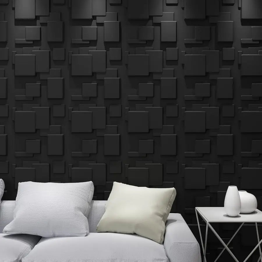 3D Wandpanelen – Zwart / Wit Geometrisch Design (PVC, 50x50 cm)