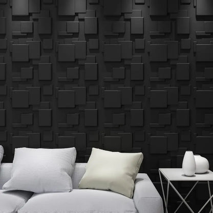 3D Wandpanelen – Zwart / Wit Geometrisch Design (PVC, 50x50 cm)