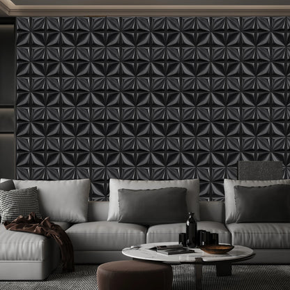 3D Wandpanelen – Zwart / Wit Geometrisch Design (PVC, 50x50 cm)