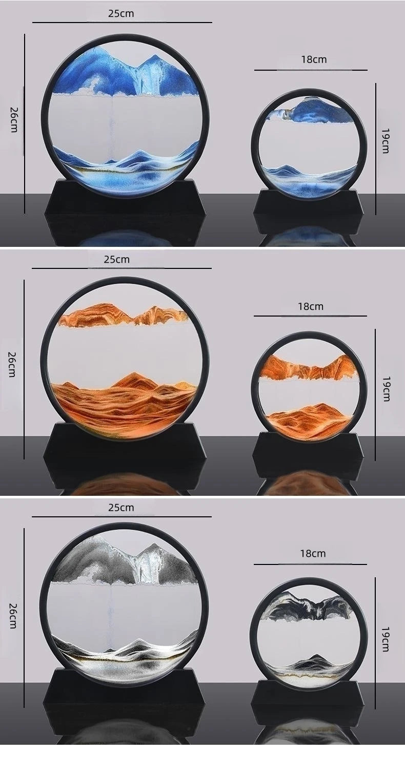 7/12 Inch 3D Moving Sand Art Mountain Flowing Sand Picture