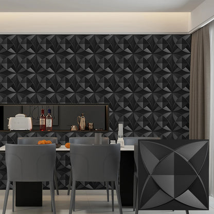 3D Wandpanelen – Zwart / Wit Geometrisch Design (PVC, 50x50 cm)
