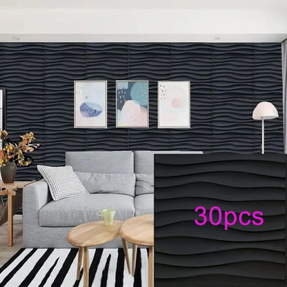 3D Wandpanelen – Zwart / Wit Geometrisch Design (PVC, 50x50 cm)