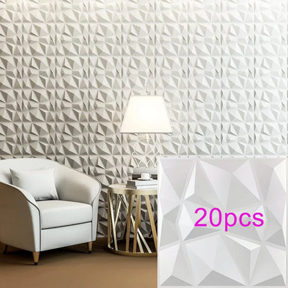 3D Wandpanelen – Zwart / Wit Geometrisch Design (PVC, 50x50 cm)