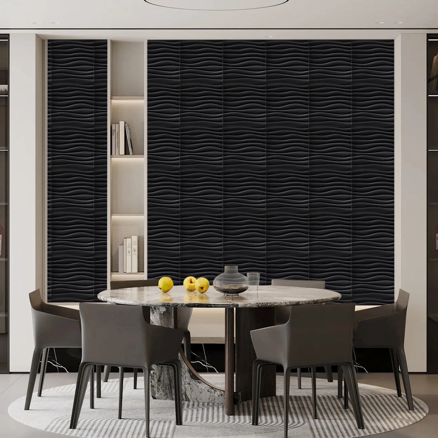 3D Wandpanelen – Zwart / Wit Geometrisch Design (PVC, 50x50 cm)