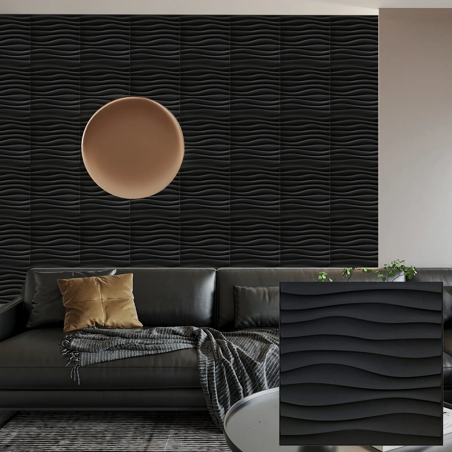 3D Wandpanelen – Zwart / Wit Geometrisch Design (PVC, 50x50 cm)