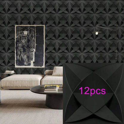 3D Wandpanelen – Zwart / Wit Geometrisch Design (PVC, 50x50 cm)