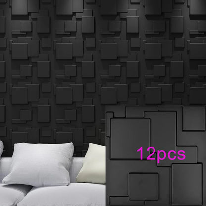 3D Wandpanelen – Zwart / Wit Geometrisch Design (PVC, 50x50 cm)