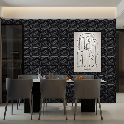 3D Wandpanelen – Zwart / Wit Geometrisch Design (PVC, 50x50 cm)