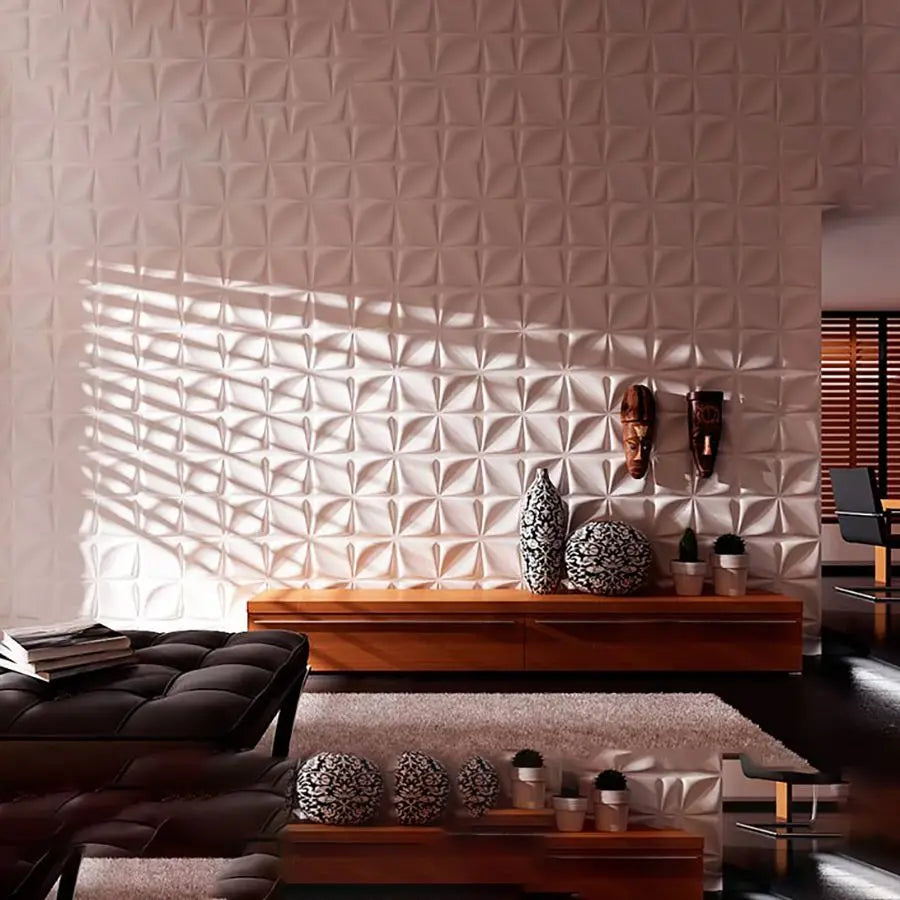 3D Wandpanelen – Zwart / Wit Geometrisch Design (PVC, 50x50 cm)