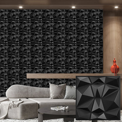 3D Wandpanelen – Zwart / Wit Geometrisch Design (PVC, 50x50 cm)