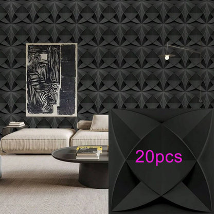 3D Wandpanelen – Zwart / Wit Geometrisch Design (PVC, 50x50 cm)