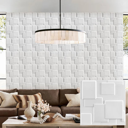 3D Wandpanelen – Zwart / Wit Geometrisch Design (PVC, 50x50 cm)