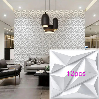 3D Wandpanelen – Zwart / Wit Geometrisch Design (PVC, 50x50 cm)