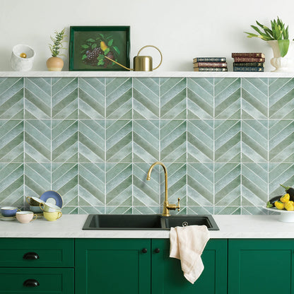 10pcs V-shape Peel and Stick Wall Tile Sticker 3D Waterproof Vinyl Wallpaper for Kitchen Living Room RV Interior Wall Decoration