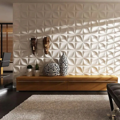 3D Wandpanelen – Zwart / Wit Geometrisch Design (PVC, 50x50 cm)