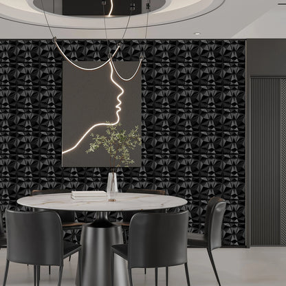 3D Wandpanelen – Zwart / Wit Geometrisch Design (PVC, 50x50 cm)