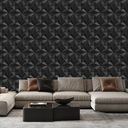 3D Wandpanelen – Zwart / Wit Geometrisch Design (PVC, 50x50 cm)