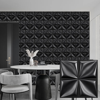 3D Wandpanelen – Zwart / Wit Geometrisch Design (PVC, 50x50 cm)