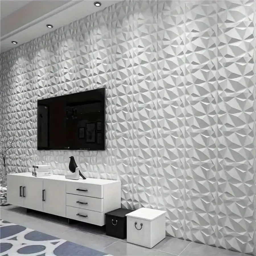 3D Wandpanelen – Zwart / Wit Geometrisch Design (PVC, 50x50 cm)