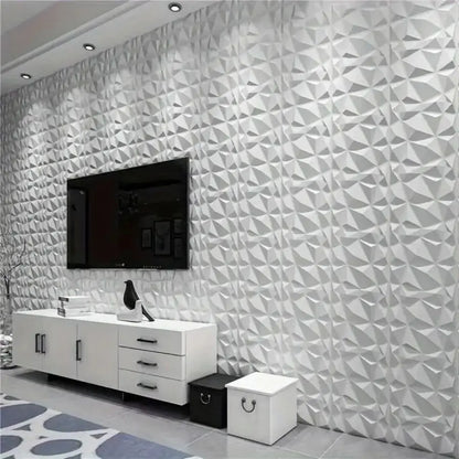 3D Wandpanelen – Zwart / Wit Geometrisch Design (PVC, 50x50 cm)