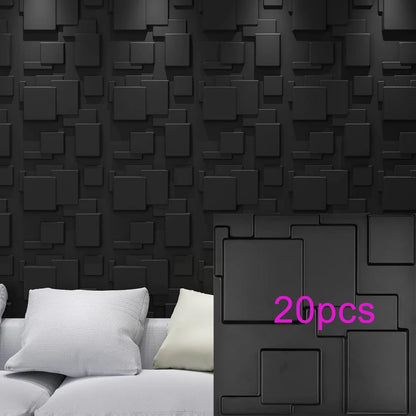 3D Wandpanelen – Zwart / Wit Geometrisch Design (PVC, 50x50 cm)