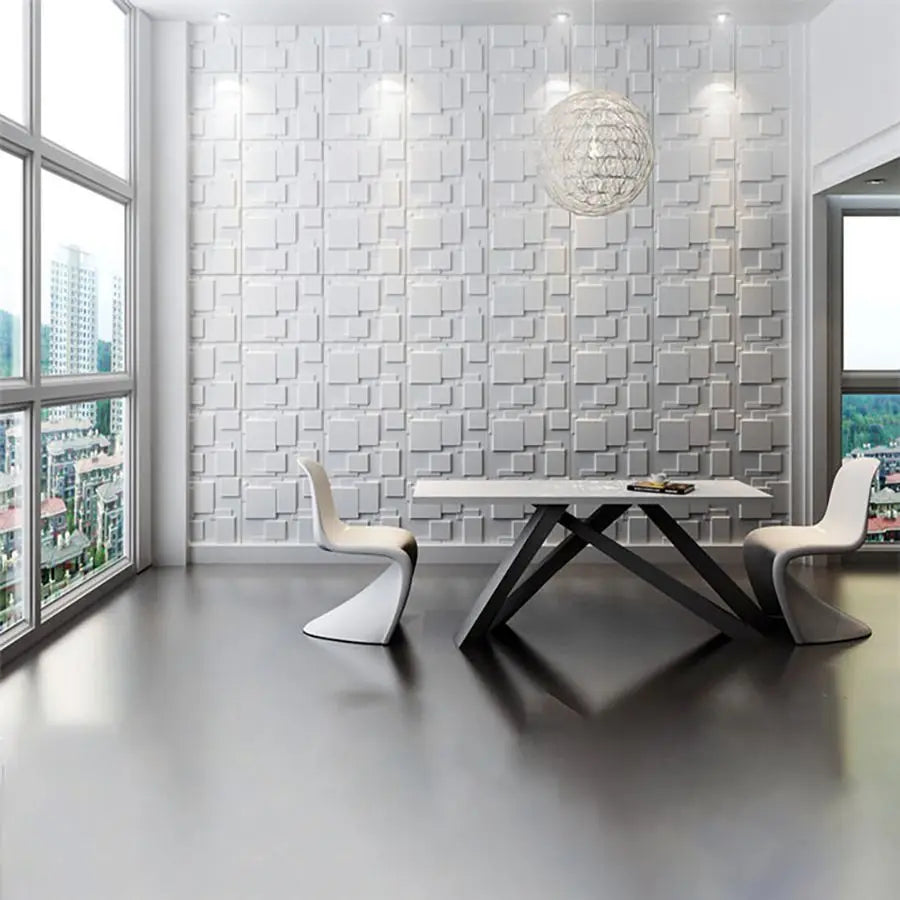 3D Wandpanelen – Zwart / Wit Geometrisch Design (PVC, 50x50 cm)