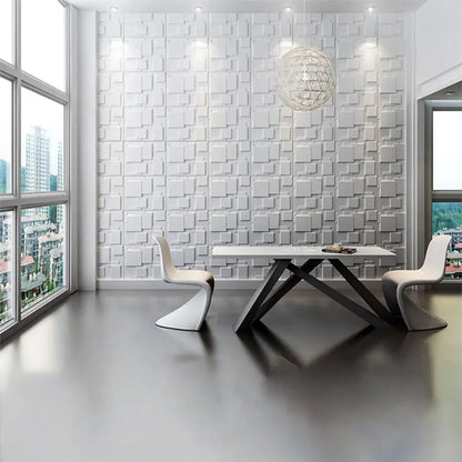 3D Wandpanelen – Zwart / Wit Geometrisch Design (PVC, 50x50 cm)